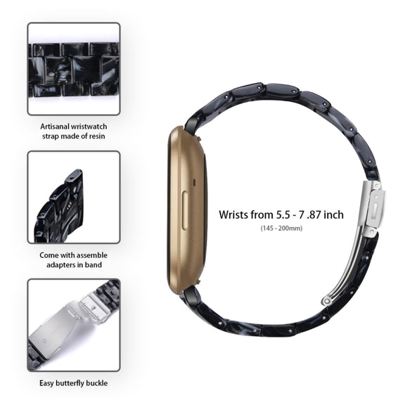 For Fitbit Versa 3 / Sense Universal Resin Watch Band(Shiny Black)