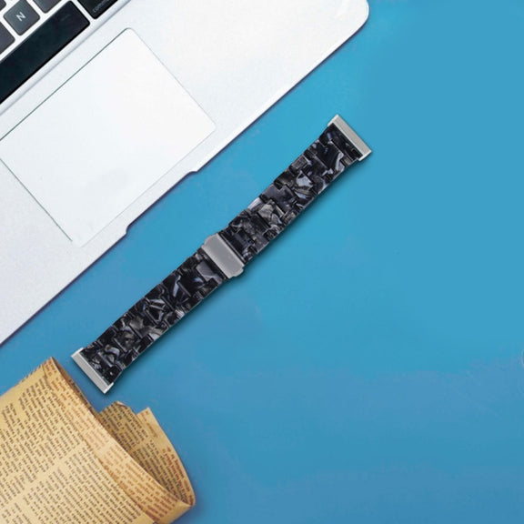 For Fitbit Versa 3 / Sense Universal Resin Watch Band(Shiny Black)
