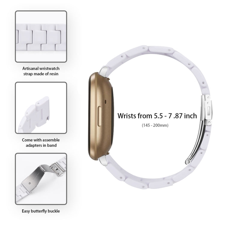 For Fitbit Versa 4 / Sense 2 Universal Resin Watch Band(White)