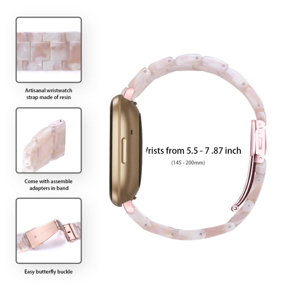 For Fitbit Versa 4 / Sense 2 Universal Resin Watch Band(Pink Flower)