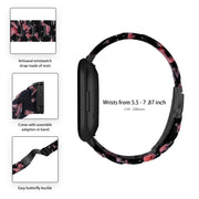 For Fitbit Versa 4 / Sense 2 Universal Resin Watch Band(Black Pink Flower)