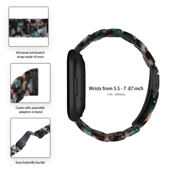 For Fitbit Versa 4 / Sense 2 Universal Resin Watch Band(Blue Flower)