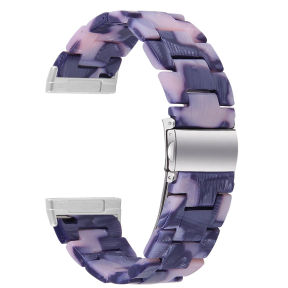For Fitbit Versa 4 / Sense 2 Universal Resin Watch Band(Dark Black Pink)
