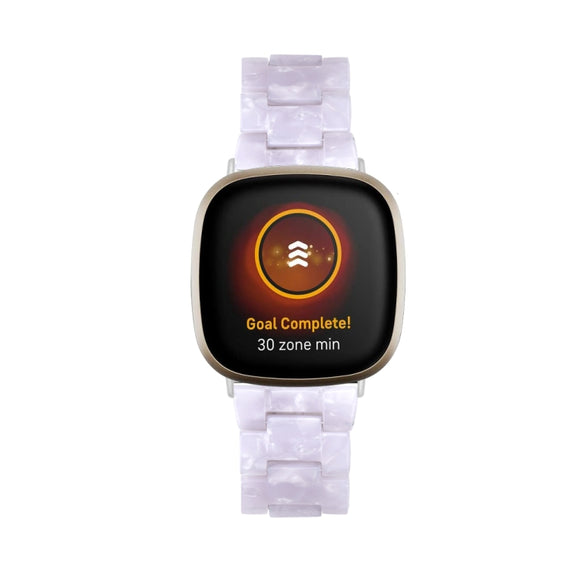 For Fitbit Versa 4 / Sense 2 Universal Resin Watch Band(Shiny White)
