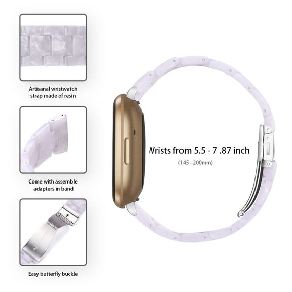 For Fitbit Versa 4 / Sense 2 Universal Resin Watch Band(Shiny White)