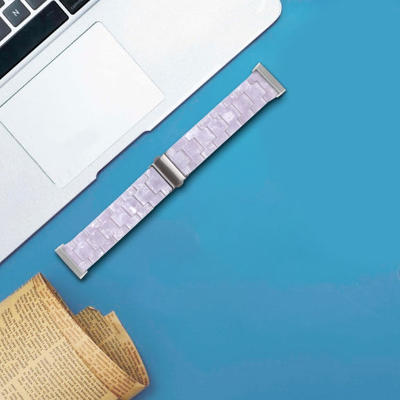 For Fitbit Versa 4 / Sense 2 Universal Resin Watch Band(Shiny White)