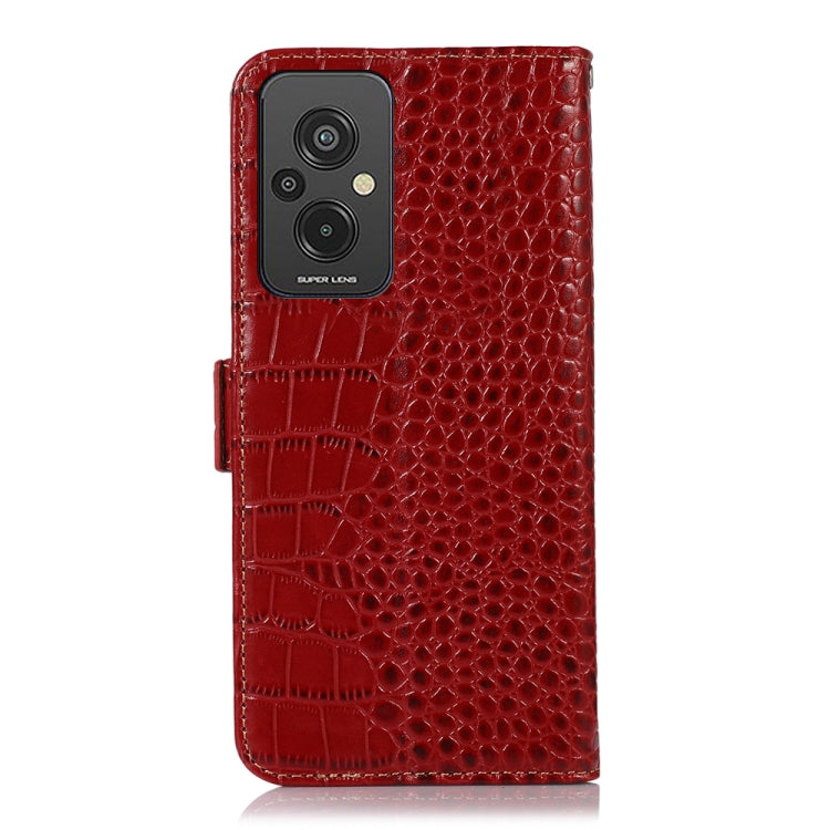 For Xiaomi Redmi 11 Prime 4G Magnetic Crocodile Texture Genuine Leather RFID Phone Case(Red) - Xiaomi Cases by PMC TechLife | Online Shopping South Africa | PMC TechLife