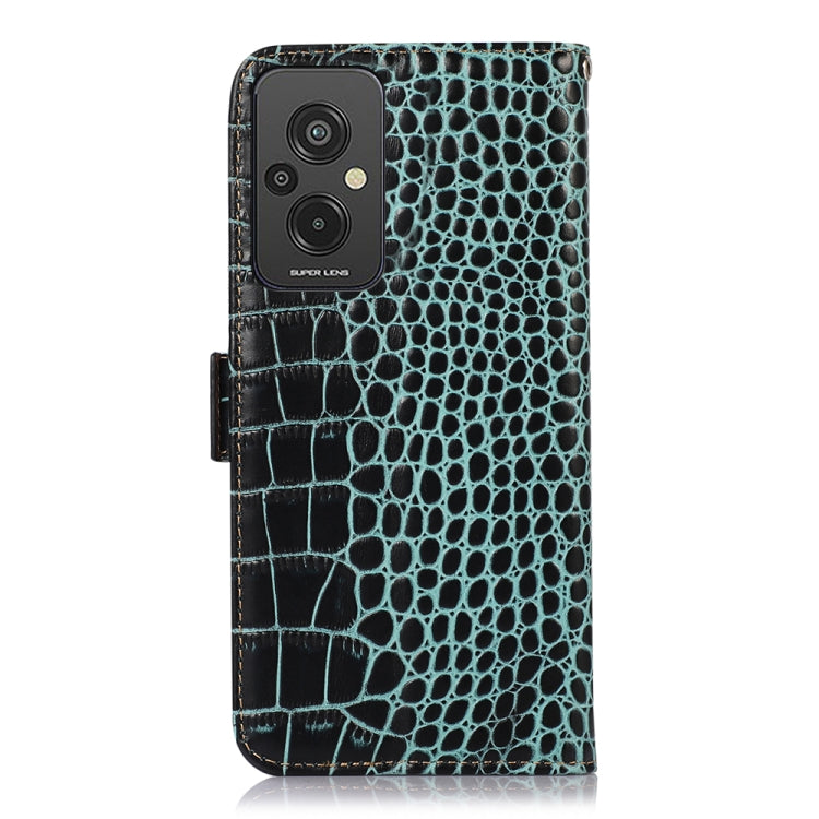 For Xiaomi Redmi 11 Prime 4G Magnetic Crocodile Texture Genuine Leather RFID Phone Case(Green)