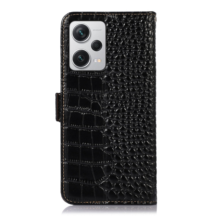 For Xiaomi Redmi Note 12 Pro+ China Magnetic Crocodile Texture Genuine Leather RFID Phone Case(Black) - Note 12 Pro+ Cases by PMC TechLife | Online Shopping South Africa | PMC TechLife