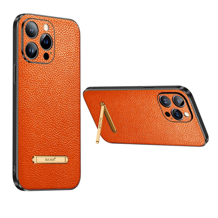For iPhone 14 Plus SULADA Invisible Bracket Leather Back Cover Phone Case(Orange) - iPhone 14 Plus Cases by SULADA | Online Shopping South Africa | PMC TechLife | Buy Now Pay Later Mobicred