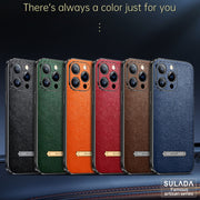 For iPhone 14 Pro SULADA Invisible Bracket Leather Back Cover Phone Case(Dark Green)