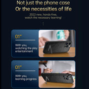 For iPhone 14 Pro SULADA Invisible Bracket Leather Back Cover Phone Case(Dark Green)