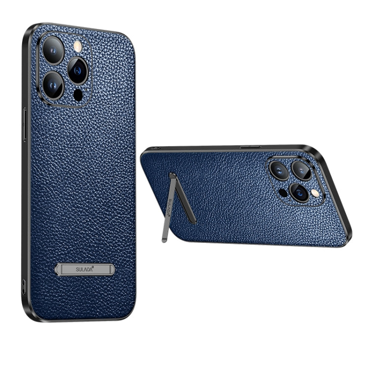 For iPhone 13 Pro SULADA Invisible Bracket Leather Back Cover Phone Case(Blue) - iPhone 13 Pro Cases by SULADA | Online Shopping South Africa | PMC TechLife | Buy Now Pay Later Mobicred