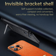 For iPhone 13 Pro SULADA Invisible Bracket Leather Back Cover Phone Case(Dark Green)