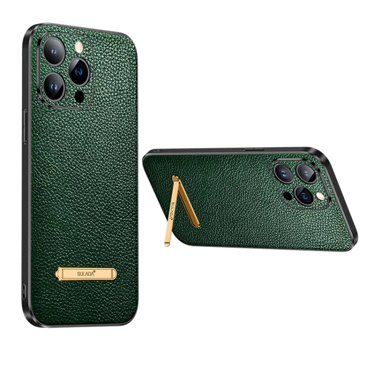 For iPhone 13 Pro Max SULADA Invisible Bracket Leather Back Cover Phone Case(Dark Green) - free shipping - PMC TechLife - Order now!