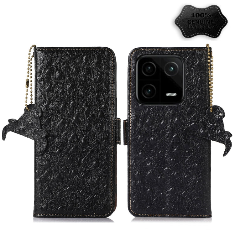 For Xiaomi 13 Ostrich Pattern Genuine Leather RFID Phone Case(Black) - 13 Cases by PMC TechLife | Online Shopping South Africa | PMC TechLife
