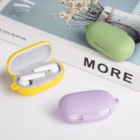For Huawei FreeBuds SE Pure Color Bluetooth Earphone Silicone Case with Hook(Purple)