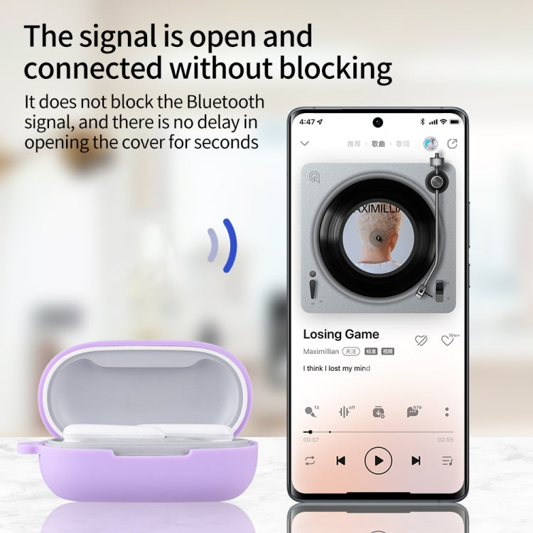 For Huawei FreeBuds SE Pure Color Bluetooth Earphone Silicone Case with Hook(Purple)