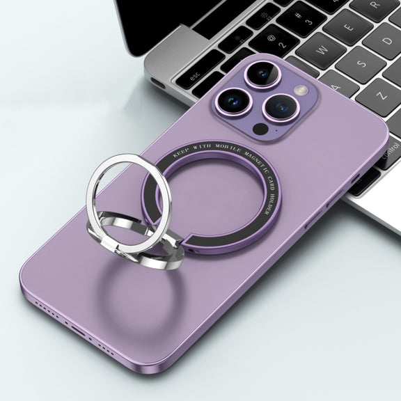 Car Magnetic Dual Axis Ring Phone Holder(Bright Purple)