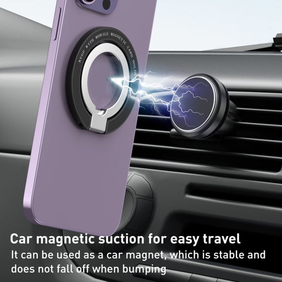 Car Magnetic Dual Axis Ring Phone Holder(Bright Purple)