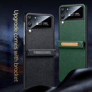 For Samsung Galaxy Z Flip4 SULADA Invisible Bracket Leather Back Cover Phone Case(Black)