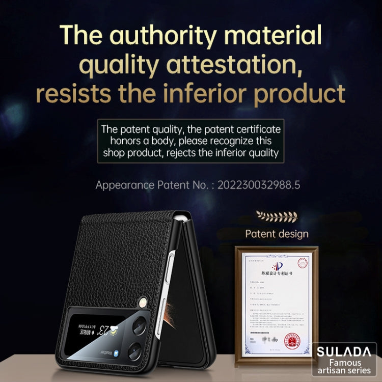 For Samsung Galaxy Z Flip4 SULADA Invisible Bracket Leather Back Cover Phone Case(Blue) - Galaxy Z Flip4 5G Cases by SULADA | Online Shopping South Africa | PMC TechLife | Buy Now Pay Later Mobicred