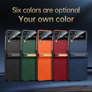 For Samsung Galaxy Z Flip3 5G SULADA Invisible Bracket Leather Back Cover Phone Case(Black)