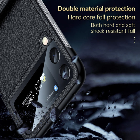 For Samsung Galaxy Z Flip3 5G SULADA Invisible Bracket Leather Back Cover Phone Case(Orange)