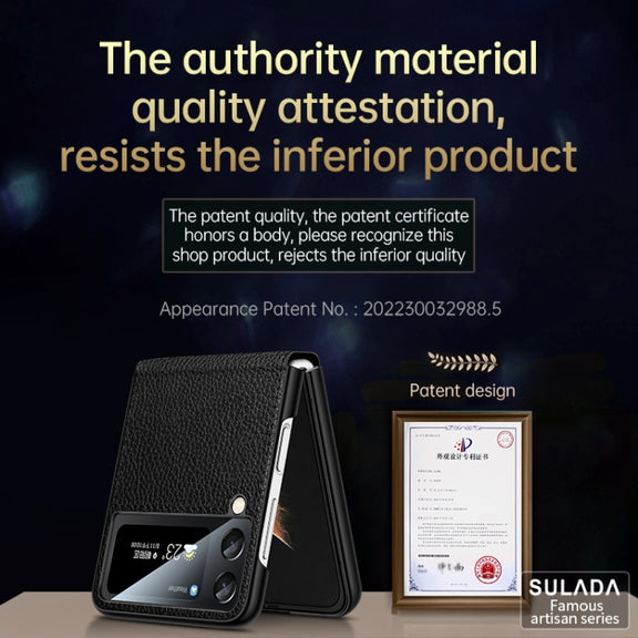 For Samsung Galaxy Z Flip3 5G SULADA Invisible Bracket Leather Back Cover Phone Case(Blue)