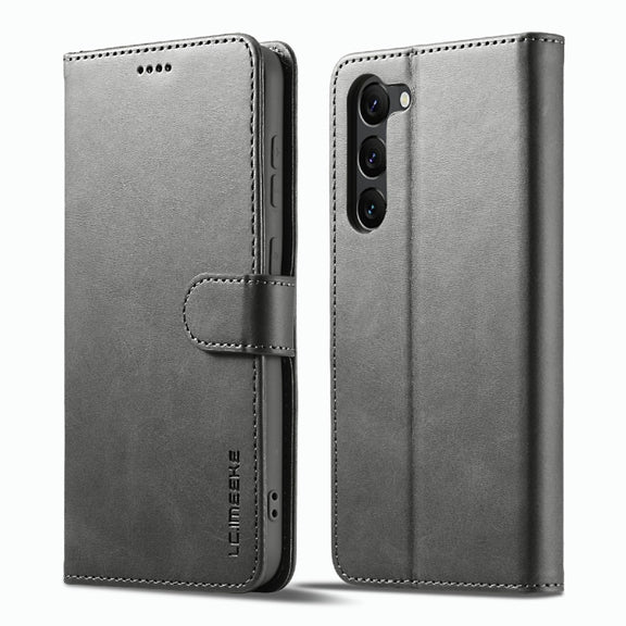 For Samsung Galaxy S23 5G LC.IMEEKE Calf Texture Horizontal Flip Leather Phone Case(Grey)
