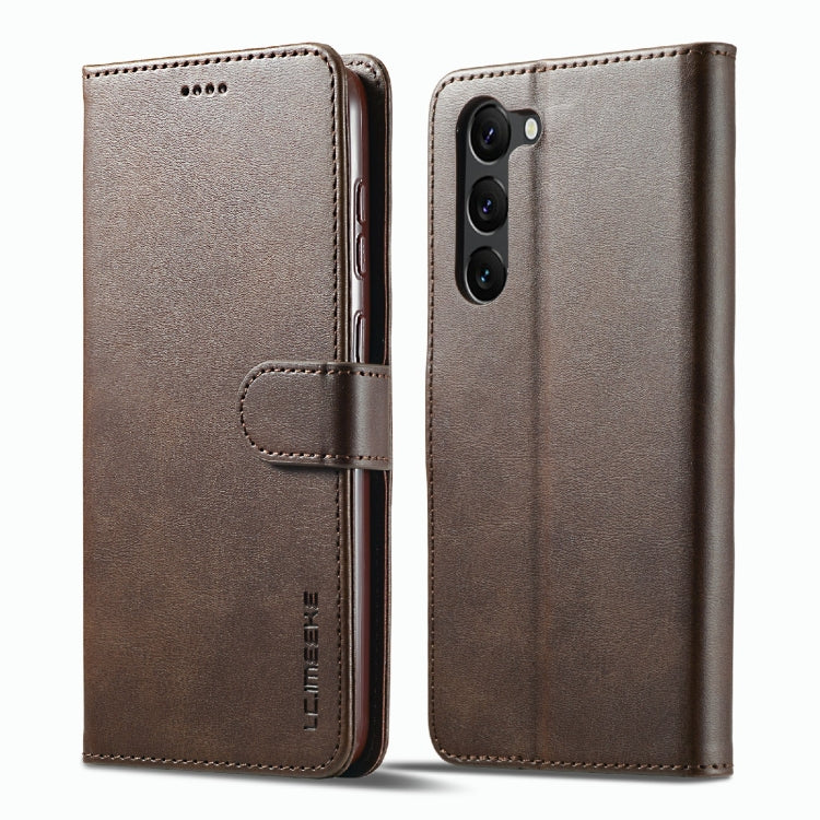 For Samsung Galaxy S23+ 5G LC.IMEEKE Calf Texture Horizontal Flip Leather Phone Case(Coffee)