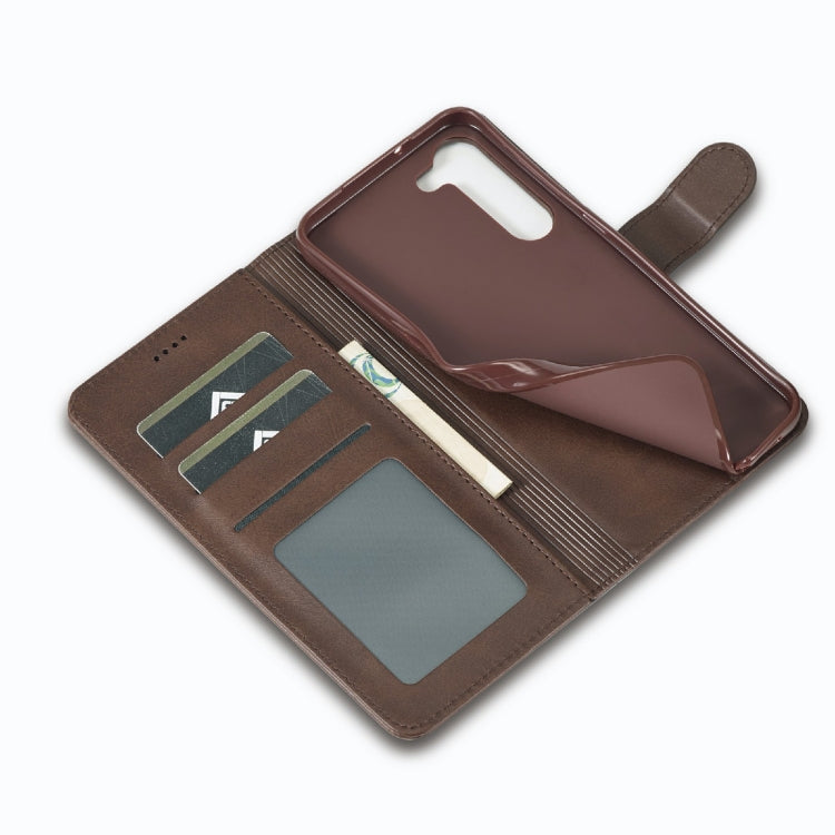 For Samsung Galaxy S23+ 5G LC.IMEEKE Calf Texture Horizontal Flip Leather Phone Case(Coffee)