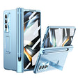 For Samsung Galaxy Z Fold3 5G Electroplating Corrugated Hinge Folding Phone Case with Pen Slot(Blue) - free shipping - PMC TechLife - Order now!