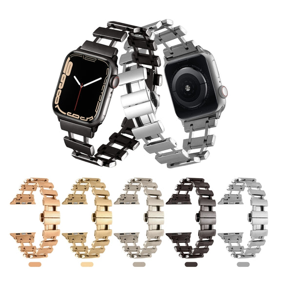 Hollow Stainless Steel Watch Band For Apple Watch Series 8&7 41mm / SE 2&6&SE&5&4 40mm / 3&2&1 38mm(Gold)