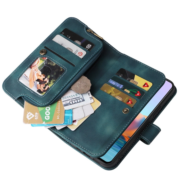 For Xiaomi Redmi Note 10 Pro 4G Multifunctional Card Slot Zipper Wallet Leather Phone Case(Blue)