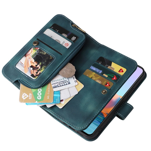 For Xiaomi Redmi Note 10 Pro 4G Multifunctional Card Slot Zipper Wallet Leather Phone Case(Blue)