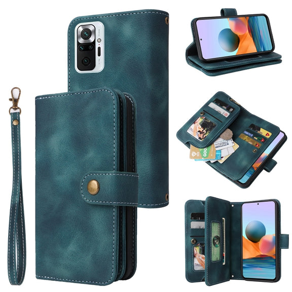 For Xiaomi Redmi Note 10 Pro 4G Multifunctional Card Slot Zipper Wallet Leather Phone Case(Blue)