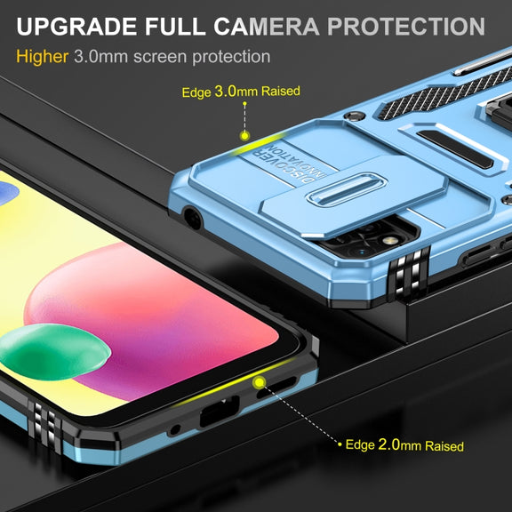 For Xiaomi Redmi 10C Armor PC + TPU Camera Shield Phone Case(Light Blue)
