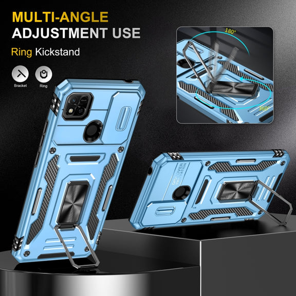 For Xiaomi Redmi 10C Armor PC + TPU Camera Shield Phone Case(Light Blue)