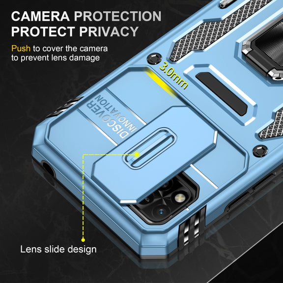 For Xiaomi Redmi 10C Armor PC + TPU Camera Shield Phone Case(Light Blue)