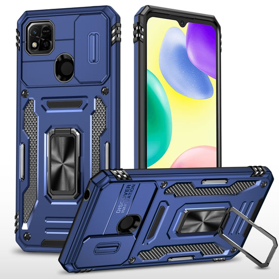 For Xiaomi Redmi 9C / 10A Armor PC + TPU Camera Shield Phone Case(Navy Blue)