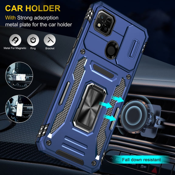 For Xiaomi Redmi 9C / 10A Armor PC + TPU Camera Shield Phone Case(Navy Blue)