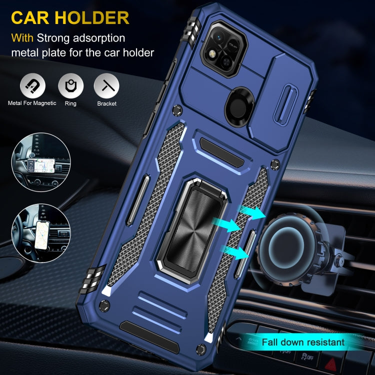 For Xiaomi Redmi 9C / 10A Armor PC + TPU Camera Shield Phone Case(Navy Blue)