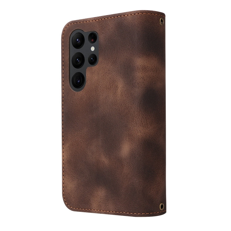For Samsung Galaxy S23 Ultra 5G Multifunctional Card Slot Zipper Wallet Leather Phone Case(Brown)