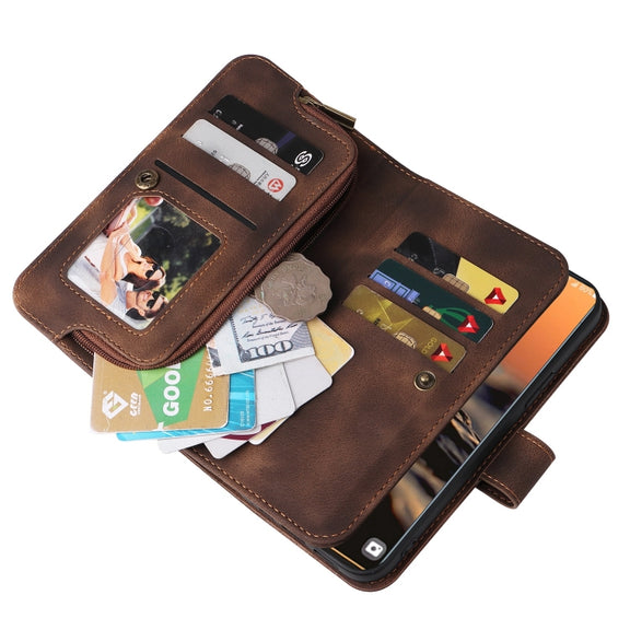 For Samsung Galaxy S23 Ultra 5G Multifunctional Card Slot Zipper Wallet Leather Phone Case(Brown)