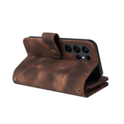 For Samsung Galaxy S23 Ultra 5G Multifunctional Card Slot Zipper Wallet Leather Phone Case(Brown)