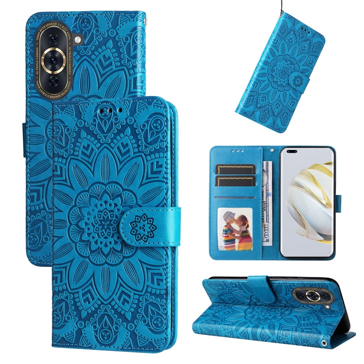 For Huawei nova 10 Embossed Sunflower Leather Phone Case(Blue) - free shipping - PMC TechLife - Order now!