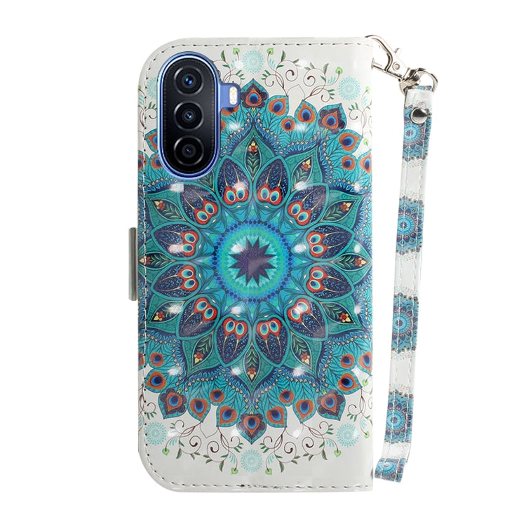 For Huawei nova Y70 Plus 3D Colored Pattern Flip Leather Phone Case(Peacock Wreath) - free shipping - PMC TechLife - Order now!