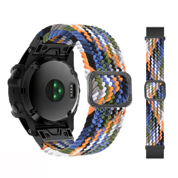 Compatible with Garmin Fenix 7X Adjustable Nylon Braided Elasticity Watch Band(Colorful Denim)