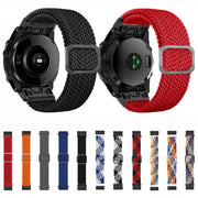 Compatible with Garmin Fenix 7X Adjustable Nylon Braided Elasticity Watch Band(Red)